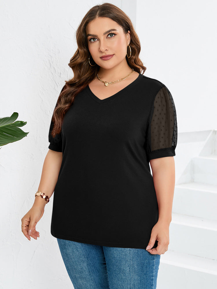 Rema | Sheer Sleeve V-Neck Top